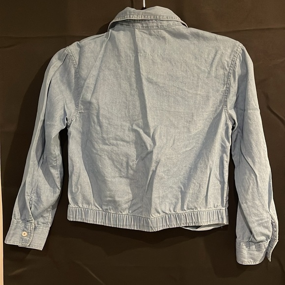 3/$20 Justice Girls Denim Blouse Size 8 - Button-Up Knot Front Shirt - Picture 5 of 10